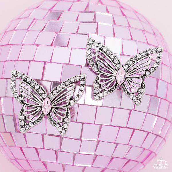 Paparazzi-Wispy Wings - Pink Earring