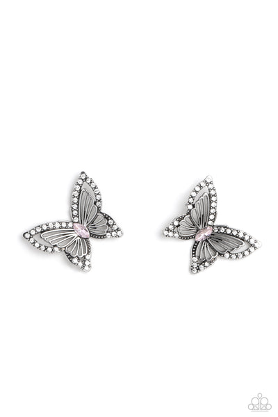 Paparazzi-Wispy Wings - Pink Earring