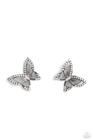 Paparazzi-Wispy Wings - Pink Earring