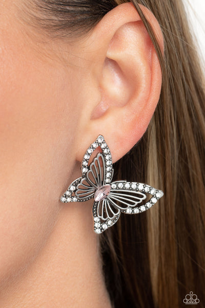 Paparazzi-Wispy Wings - Pink Earring