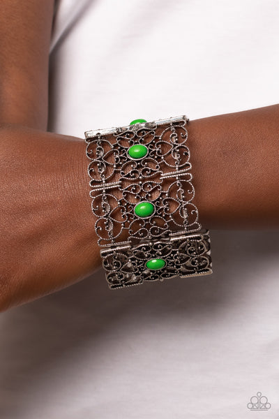 Paparazzi-Fairest Filigree - Green Bracelet