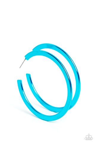 Paparazzi-Pop HOOP - Blue Earring