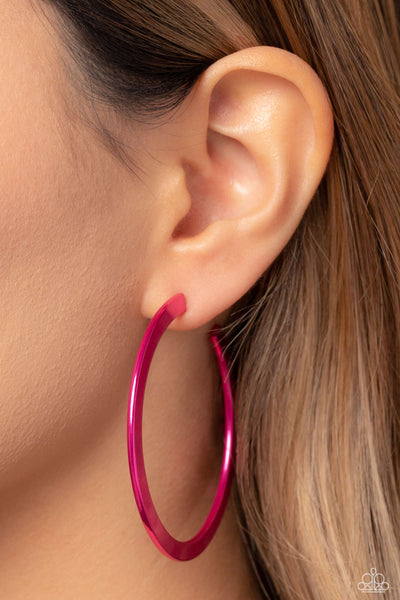 Paparazzi-Pop HOOP - Pink Earring