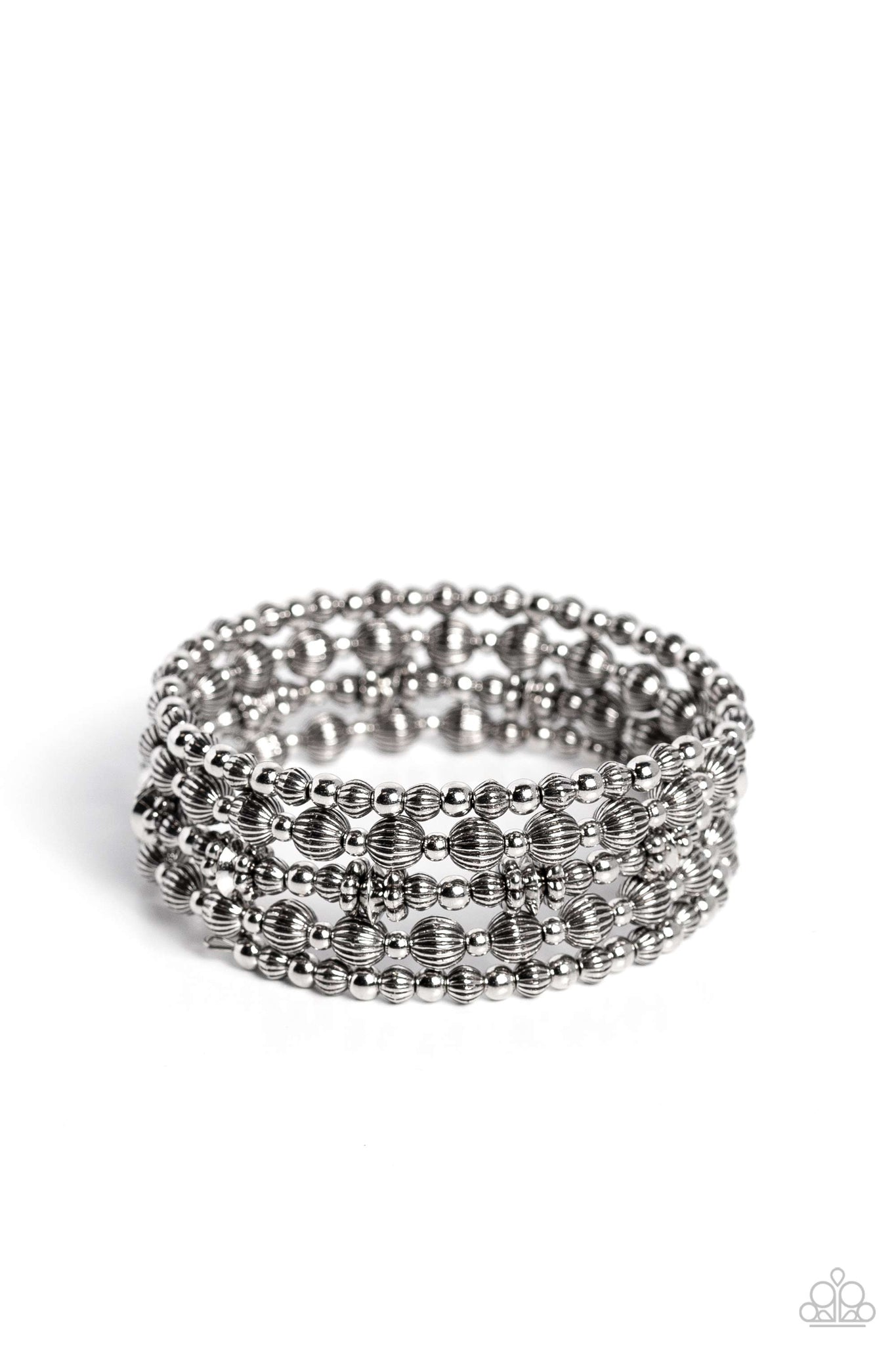 Paparazzi-Striped Stack - Silver Bracelet