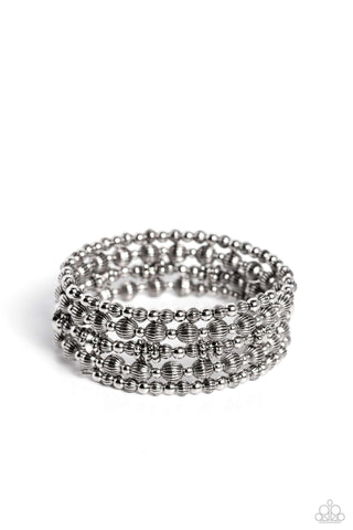 Paparazzi-Striped Stack - Silver Bracelet