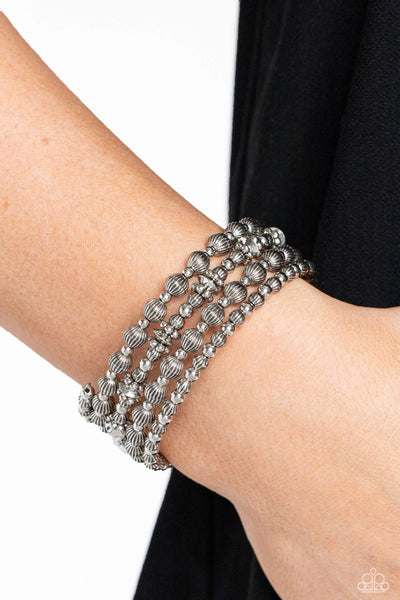 Paparazzi-Striped Stack - Silver Bracelet