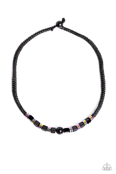Paparazzi-Oil Spill Orbit - Black Necklace