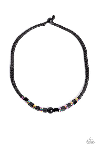Paparazzi-Oil Spill Orbit - Black Necklace
