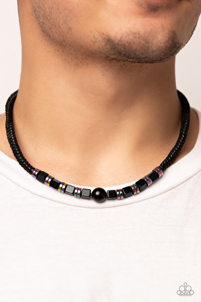 Paparazzi-Oil Spill Orbit - Black Necklace