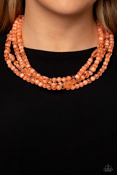 Paparazzi-Layered Lass - Orange Necklace