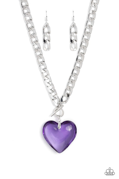 Paparazzi-GLASSY-Hero - Purple Necklace