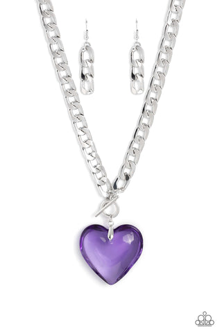 Paparazzi-GLASSY-Hero - Purple Necklace