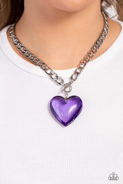 Paparazzi-GLASSY-Hero - Purple Necklace