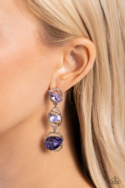 Paparazzi-Dimensional Dance - Purple Earring