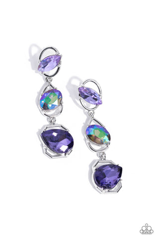 Paparazzi-Dimensional Dance - Purple Earring