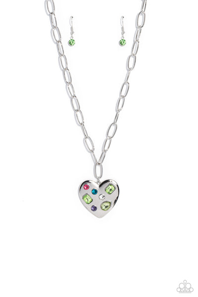 Paparazzi-Online Dating - Green Necklace