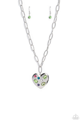 Paparazzi-Online Dating - Green Necklace