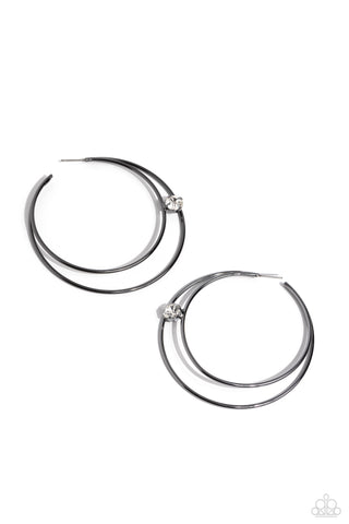 Paparazzi-Theater HOOP - Black Earring