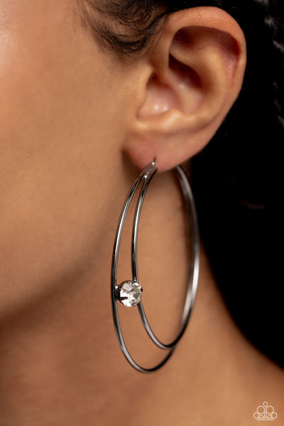 Paparazzi-Theater HOOP - Black Earring