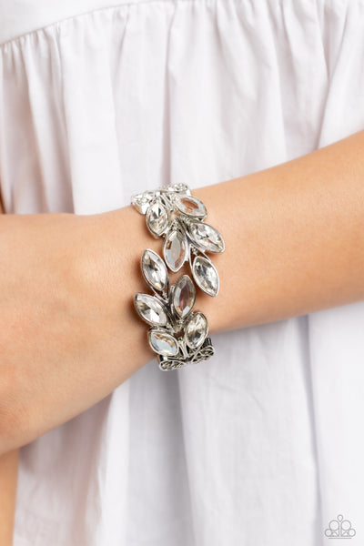 Paparazzi-Luminous Laurels - White Bracelet