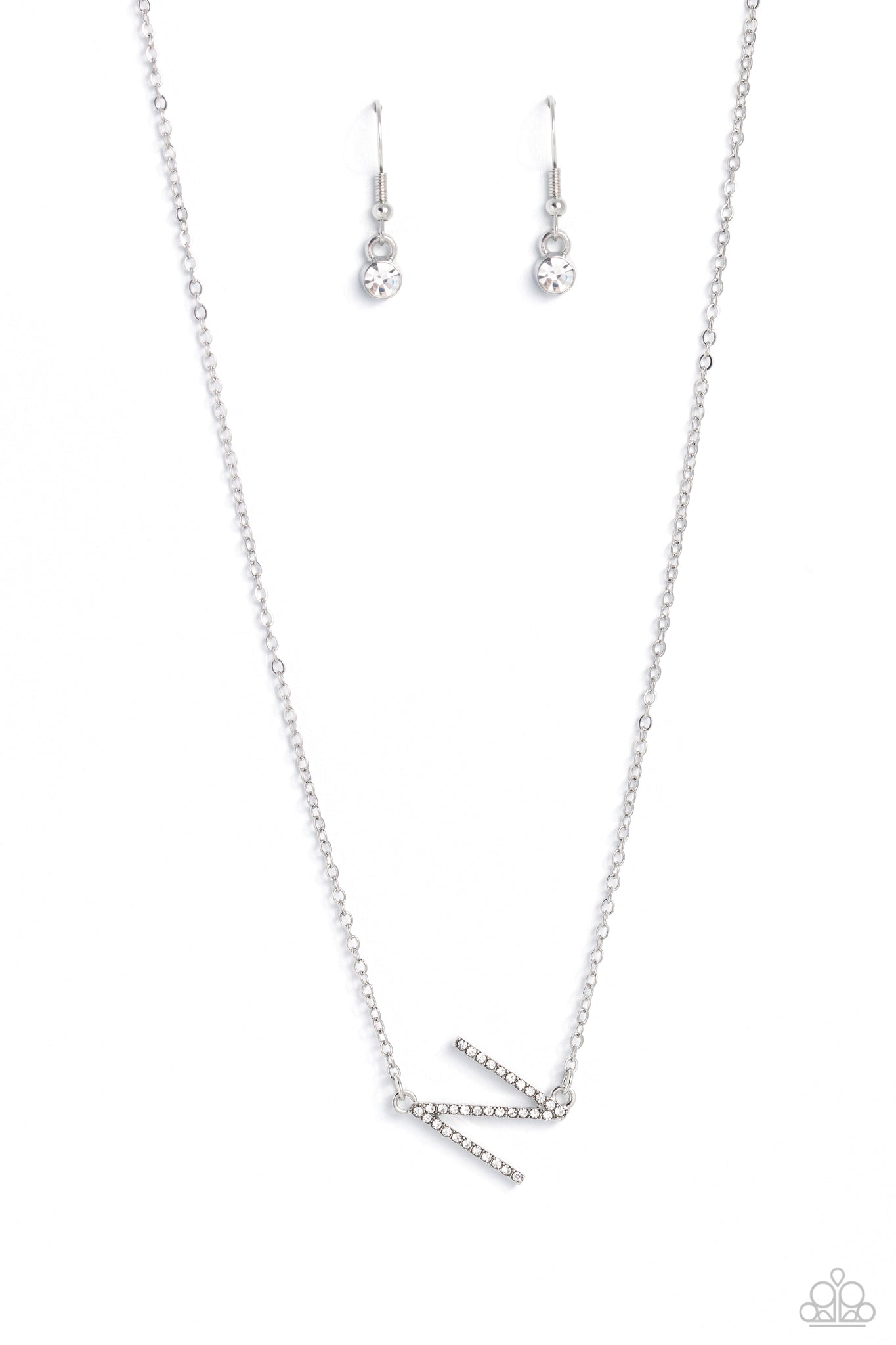 Paparazzi-INITIALLY Yours - N - White Necklace