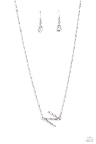 Paparazzi-INITIALLY Yours - N - White Necklace
