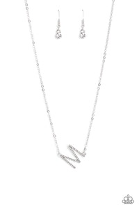 Paparazzi-INITIALLY Yours - M - White Necklace