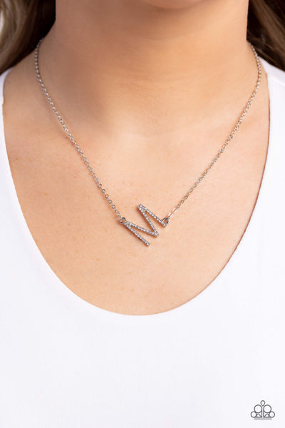 Paparazzi-INITIALLY Yours - M - White Necklace