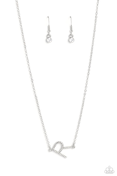 Paparazzi-INITIALLY Yours - R - White Necklace