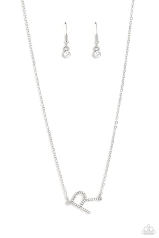 Paparazzi-INITIALLY Yours - R - White Necklace