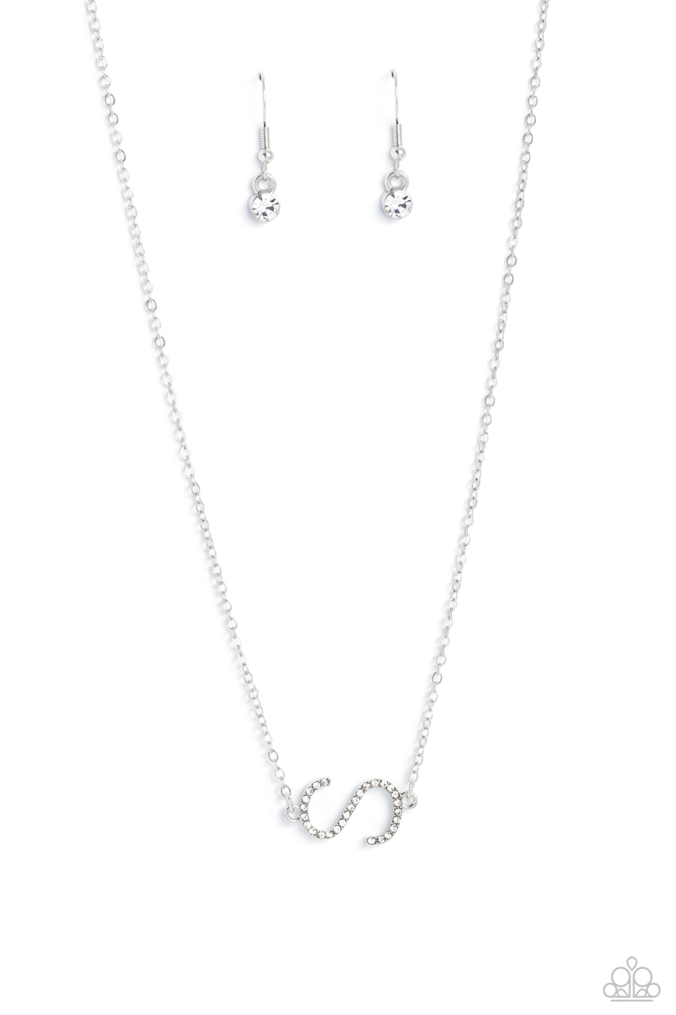 Paparazzi-INITIALLY Yours - S - White Necklace