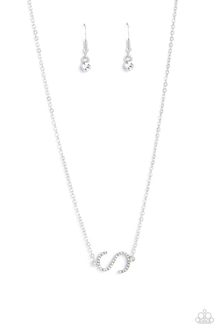 Paparazzi-INITIALLY Yours - S - White Necklace