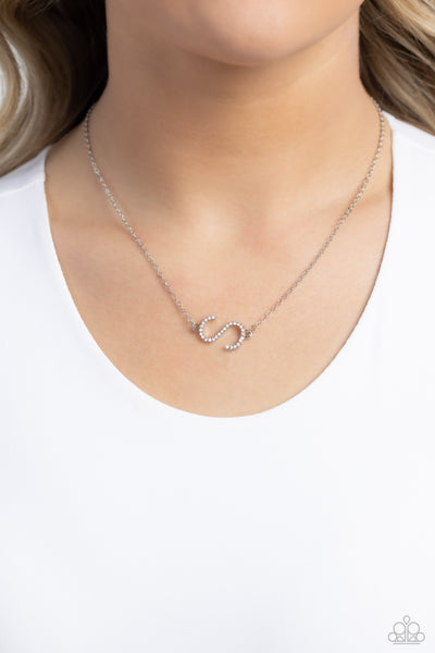 Paparazzi-INITIALLY Yours - S - White Necklace