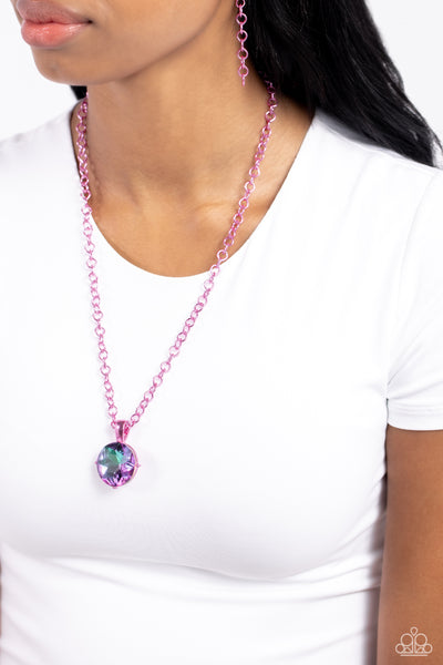 Paparazzi-Las Vegas DIP - Pink Necklace