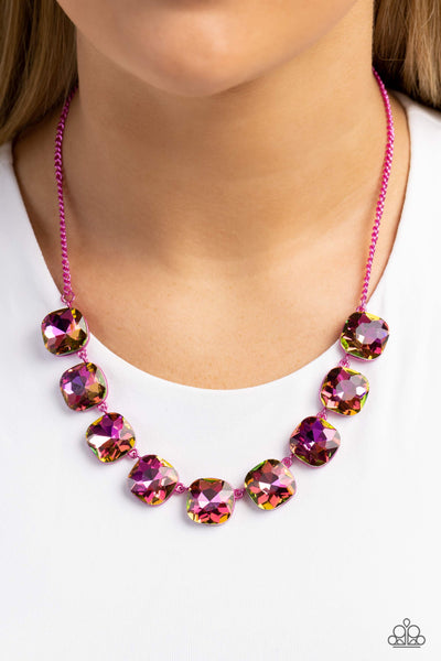 Paparazzi-Combustible Command - Pink Necklace