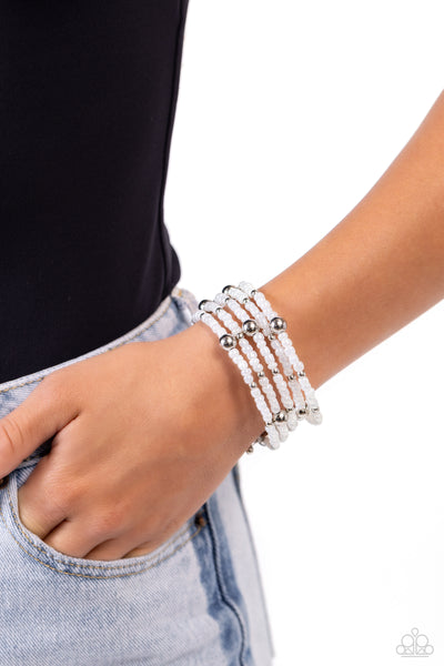Paparazzi-Refined Retrograde - White Bracelet