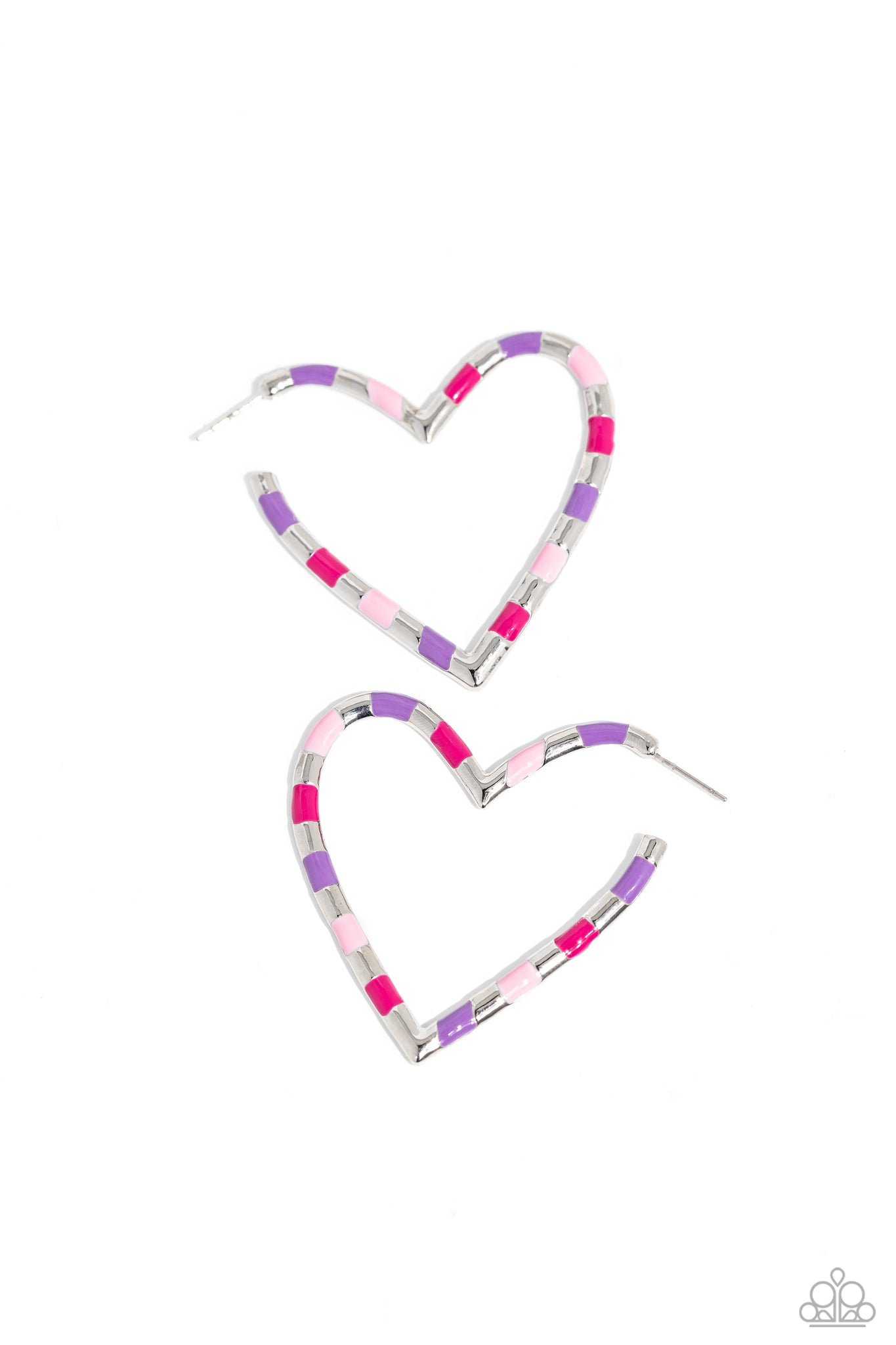 Paparazzi-Striped Sweethearts - Pink Hoop Earring