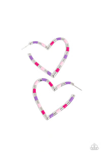Paparazzi-Striped Sweethearts - Pink Hoop Earring
