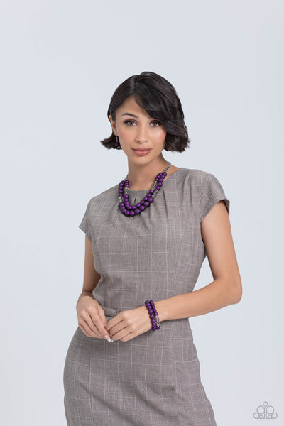 Paparazzi-Shopaholic Showdown - Purple Bracelet & Necklace Set