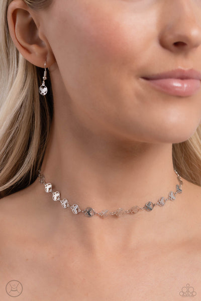 Paparazzi-Fluttering Festival - Silver Necklace (Choker)