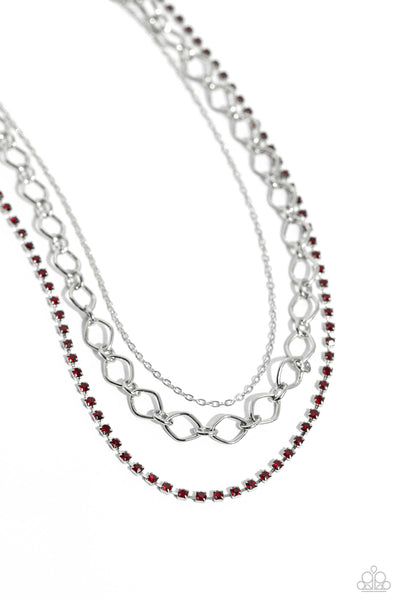 Paparazzi-Tasteful Tiers - Red Necklace