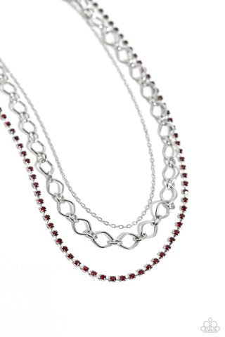 Paparazzi-Tasteful Tiers - Red Necklace