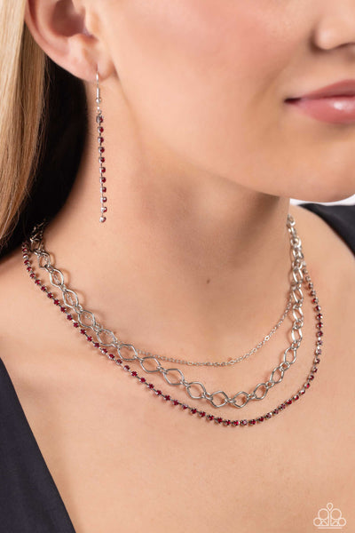 Paparazzi-Tasteful Tiers - Red Necklace