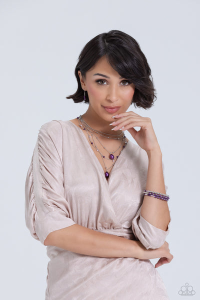 Paparazzi-SASS with Flying Colors - Purple Necklace Set