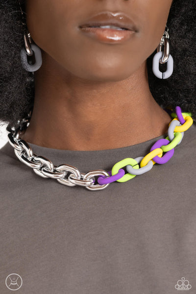 Paparazzi-Contrasting Couture - Silver (Choker) Necklace & Bracelet Set