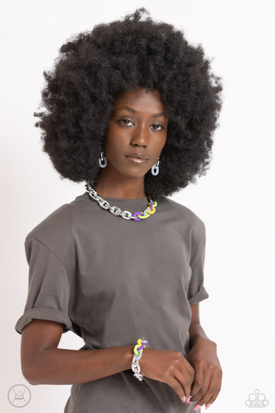 Paparazzi-Contrasting Couture - Silver (Choker) Necklace & Bracelet Set
