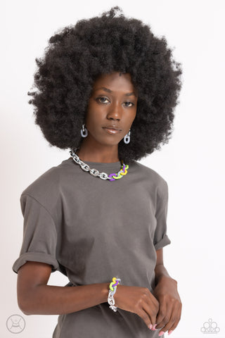Paparazzi-Contrasting Couture - Silver (Choker) Necklace & Bracelet Set
