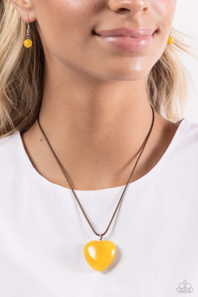 Paparazzi-Serene Sweetheart - Yellow Necklace