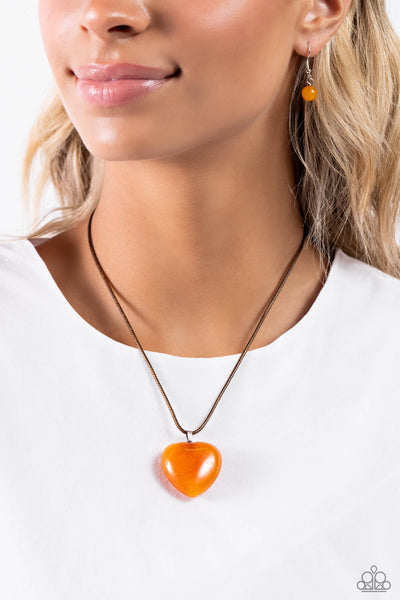Paparazzi-Serene Sweetheart - Orange Necklace