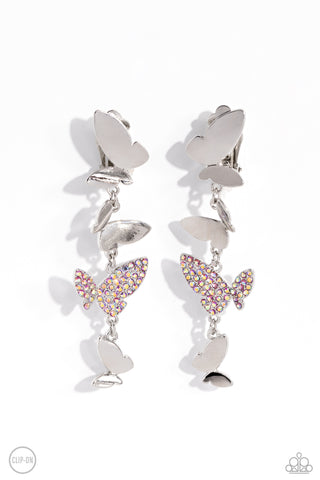 Paparazzi-Flying Flashy - Pink Earrings (Clip On)